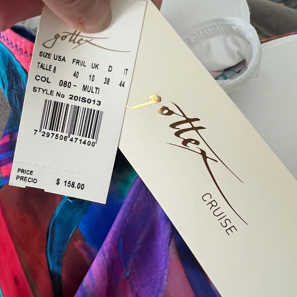 NWT! Gottex Contour One-Piece Swimsuit Multicolor Halter Size 8 - Picture 2 of 3